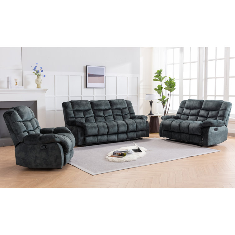 Red Barrel Studio® 3Piece Modern and Overstuffed Soft Manual Reclining